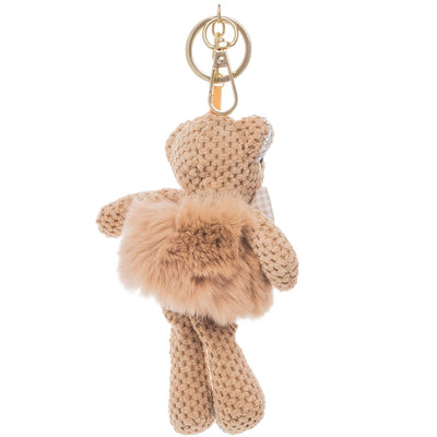 Glittery teddy bear keyring backpack 15cm