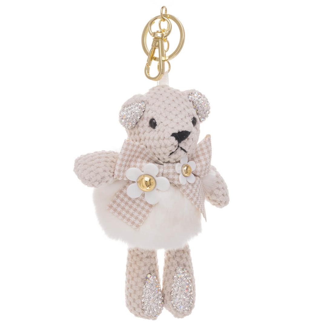 Glittery teddy bear keyring backpack 15cm