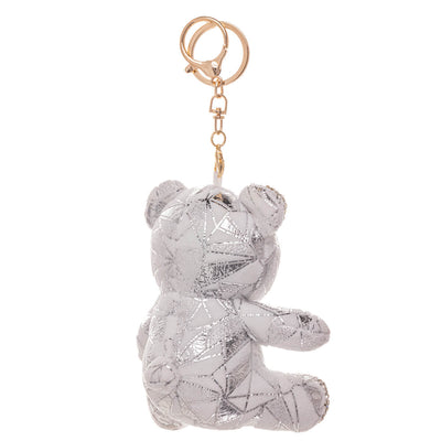 Glittery teddy bear keyring backpack basket 11,5cm