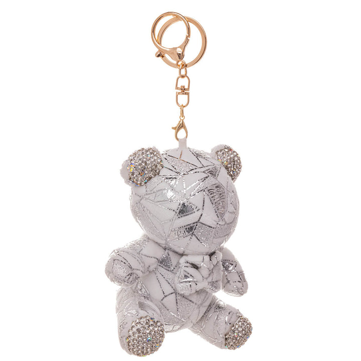 Glittery teddy bear keyring backpack basket 11,5cm