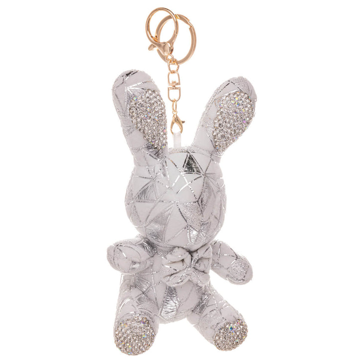 Glittery bunny keyring backpack basket 16cm