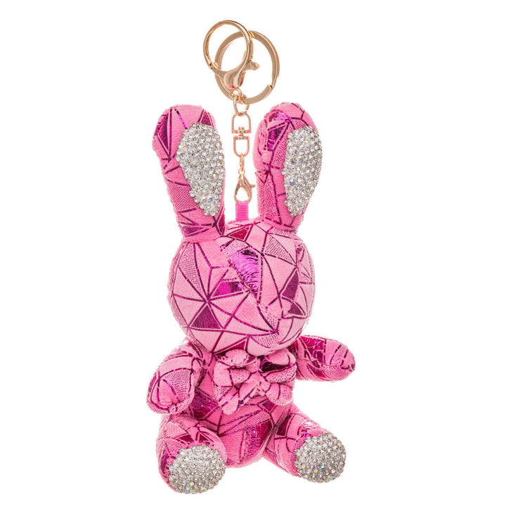 Glittery bunny keyring backpack basket 16cm