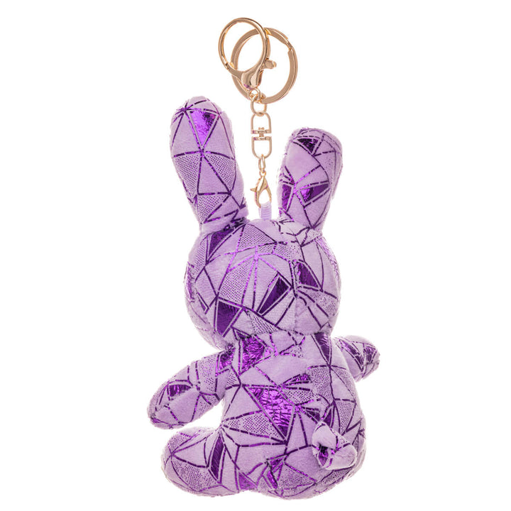 Glittery bunny keyring backpack basket 16cm