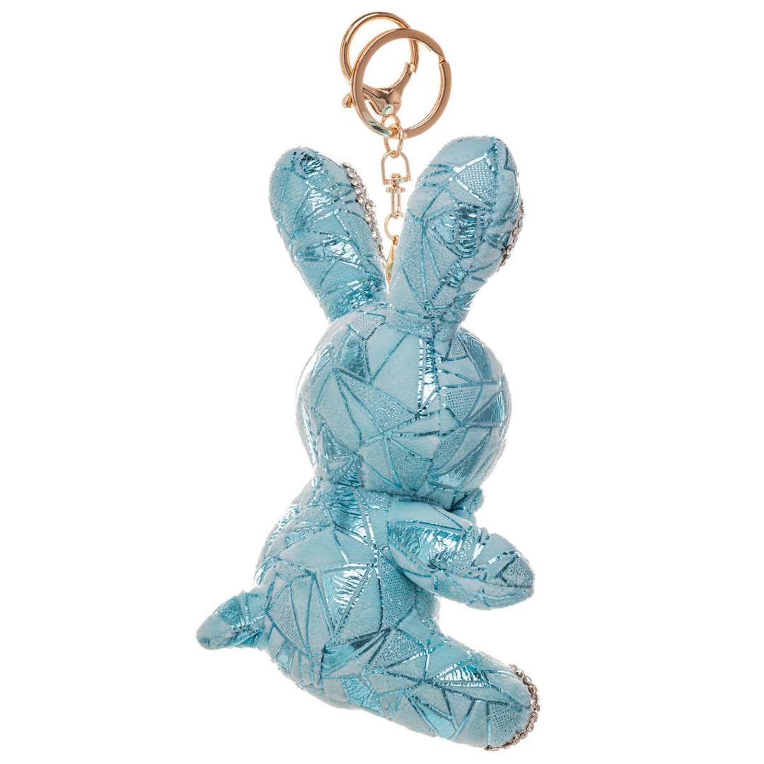 Glittery bunny keyring backpack basket 16cm