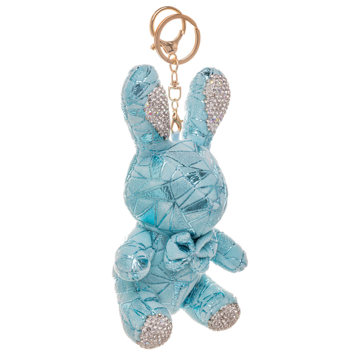 Glittery bunny keyring backpack basket 16cm
