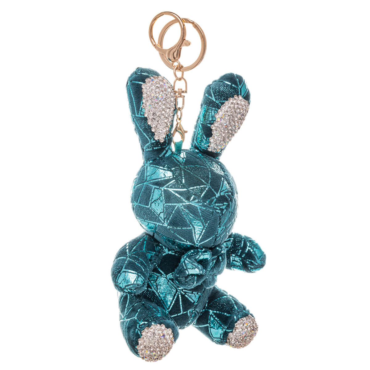 Glittery bunny keyring backpack basket 16cm