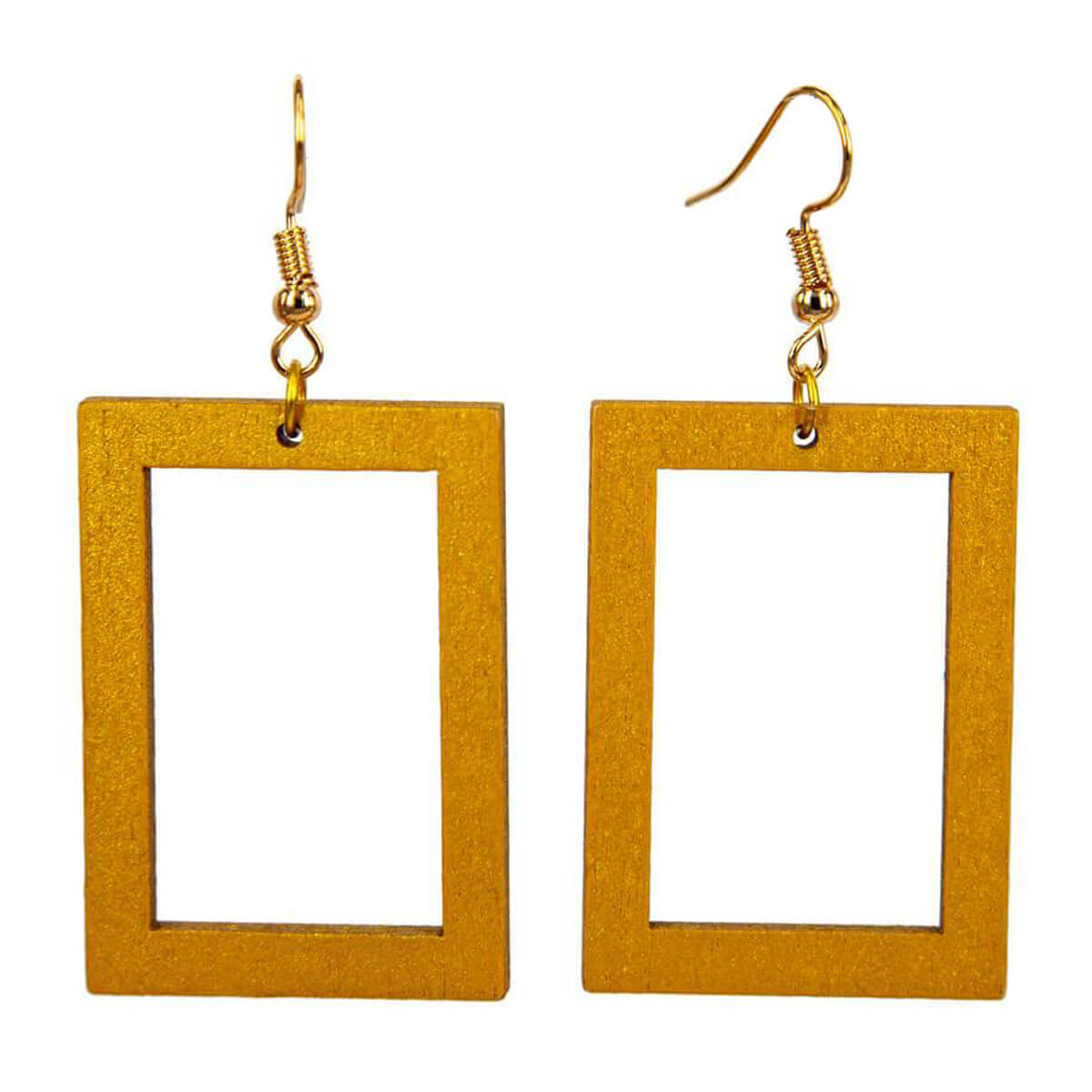 Wooden square earrings