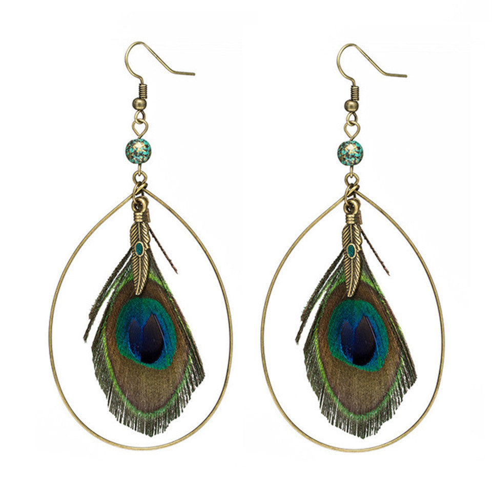 Feather earrings peacock