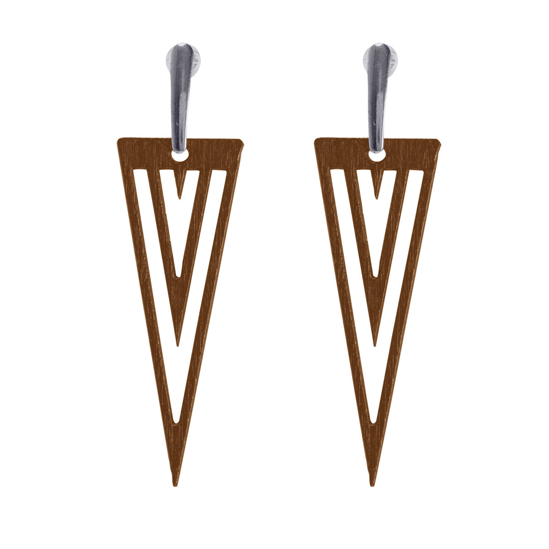 Domestic wooden earrings triangles (steel 316L)