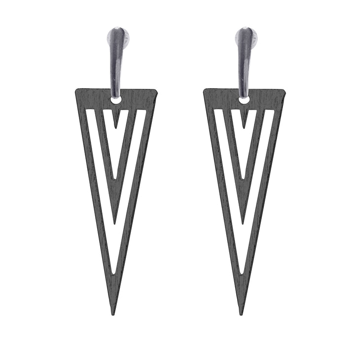 Domestic wooden earrings triangles (steel 316L)