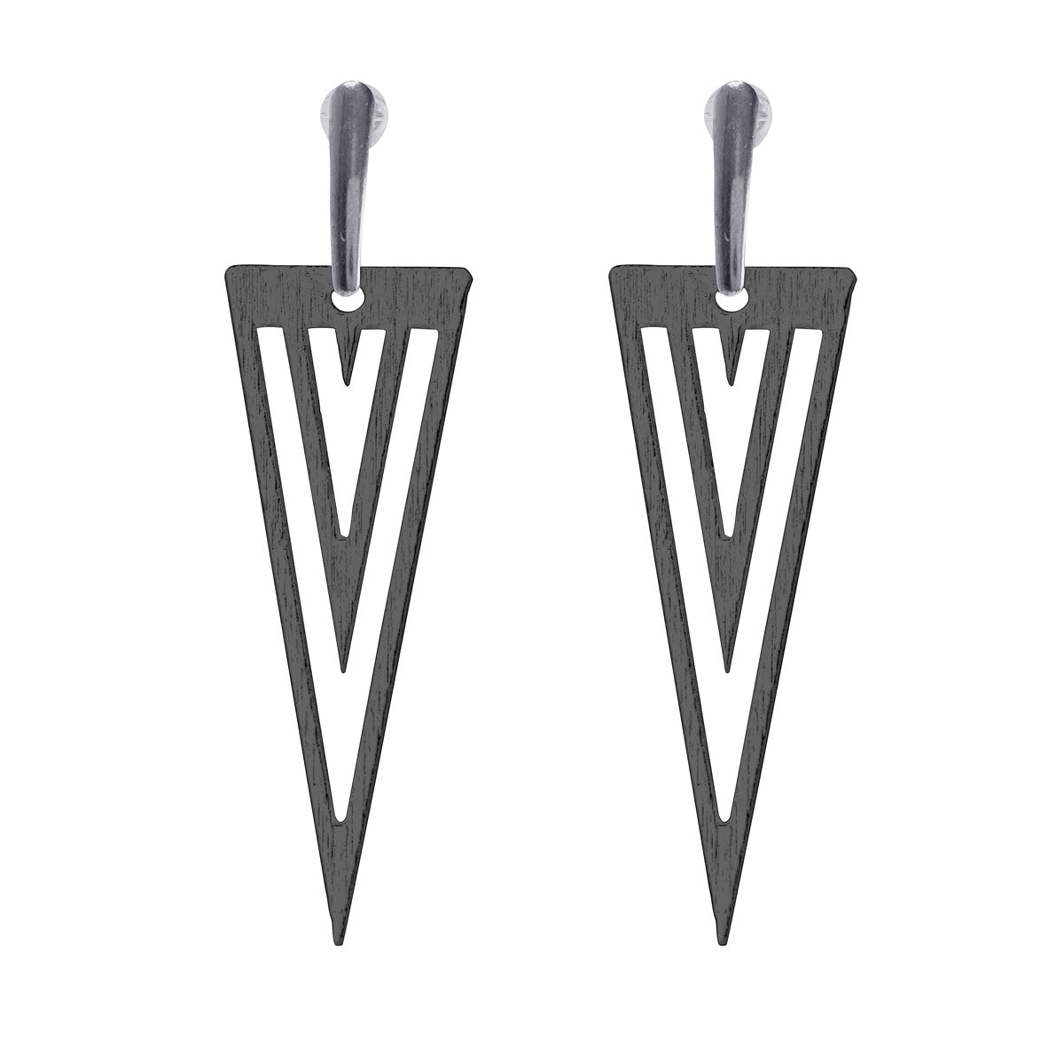 Inhemska träörhängen trianglar (stål 316L)