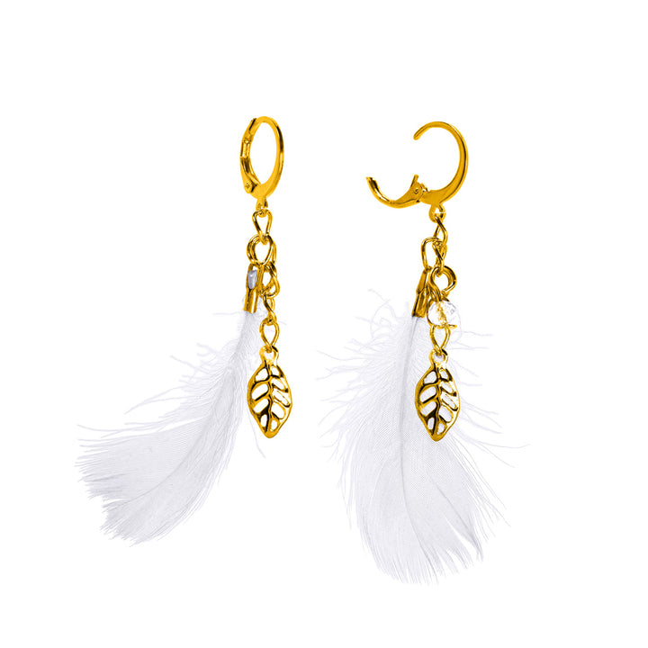 Feather earrings with ring (steel 316L)