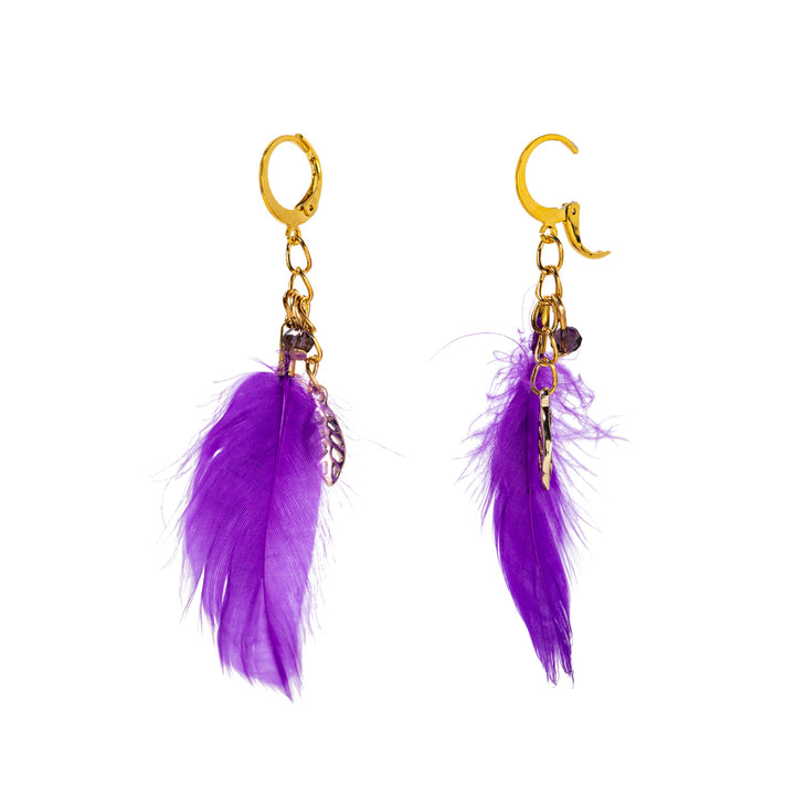 Feather earrings with ring (steel 316L)