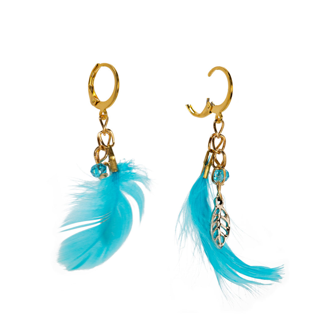 Feather earrings with ring (steel 316L)