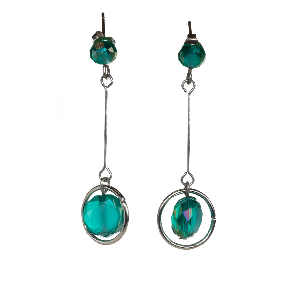 Hanging glass bead earrings (steel)