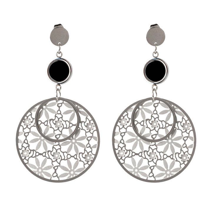 Flower decorated earrings (steel 316L)