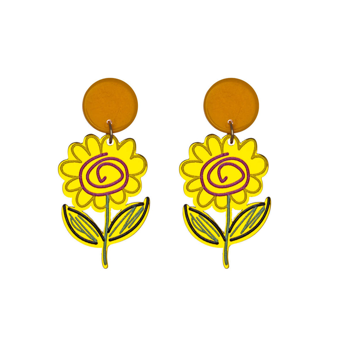 Plastic sunflower earrings