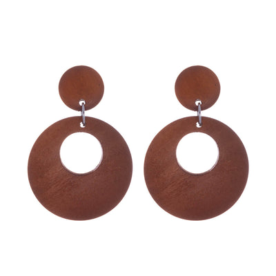 Round wooden earrings - Made in Finland (Steel 316L)