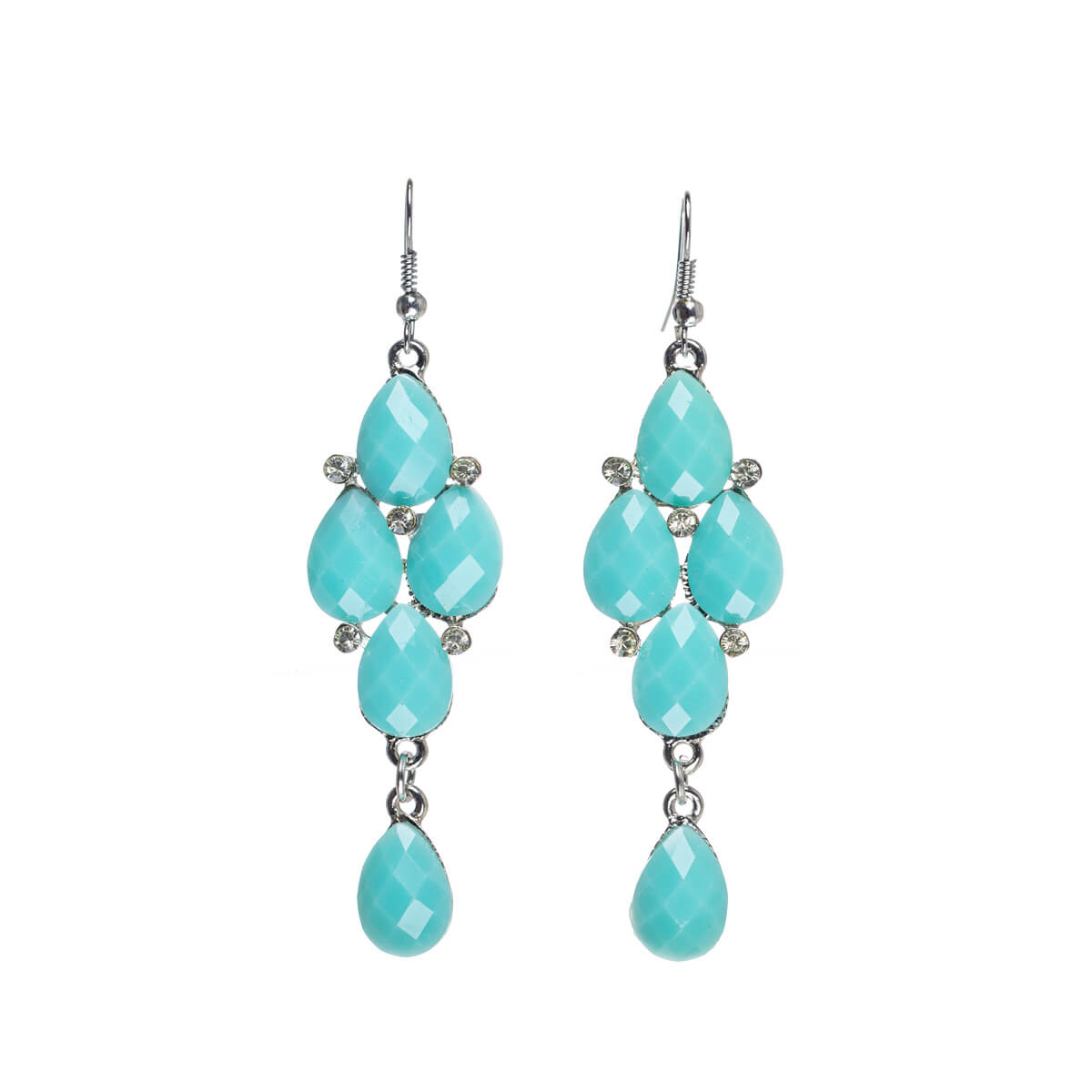 Hanging drop earrings with glass stones