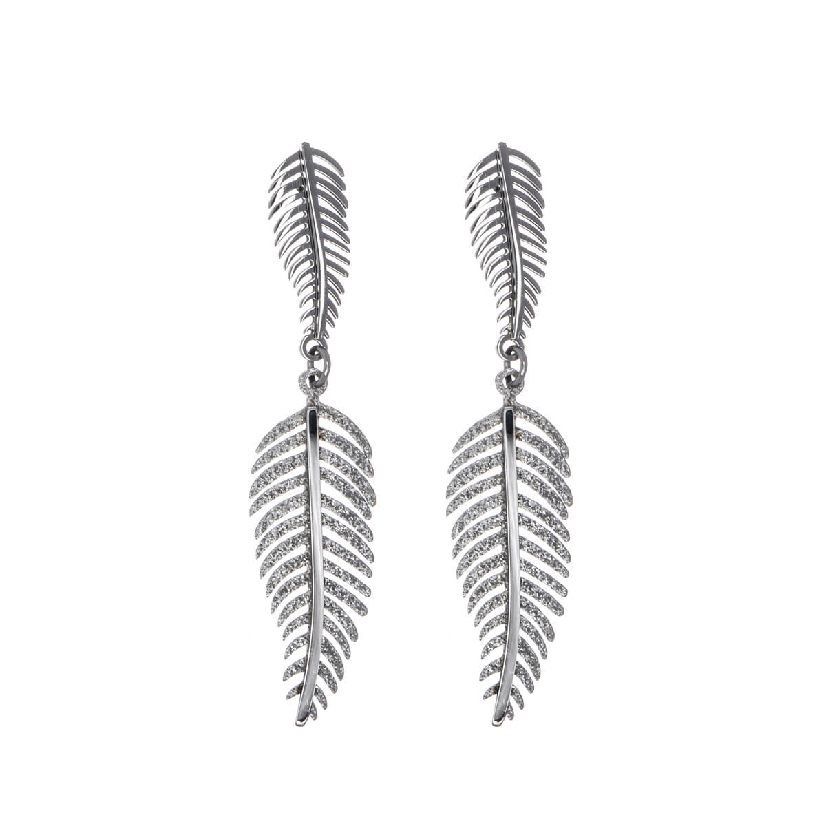 Sparkling leaf earrings (steel 316L)