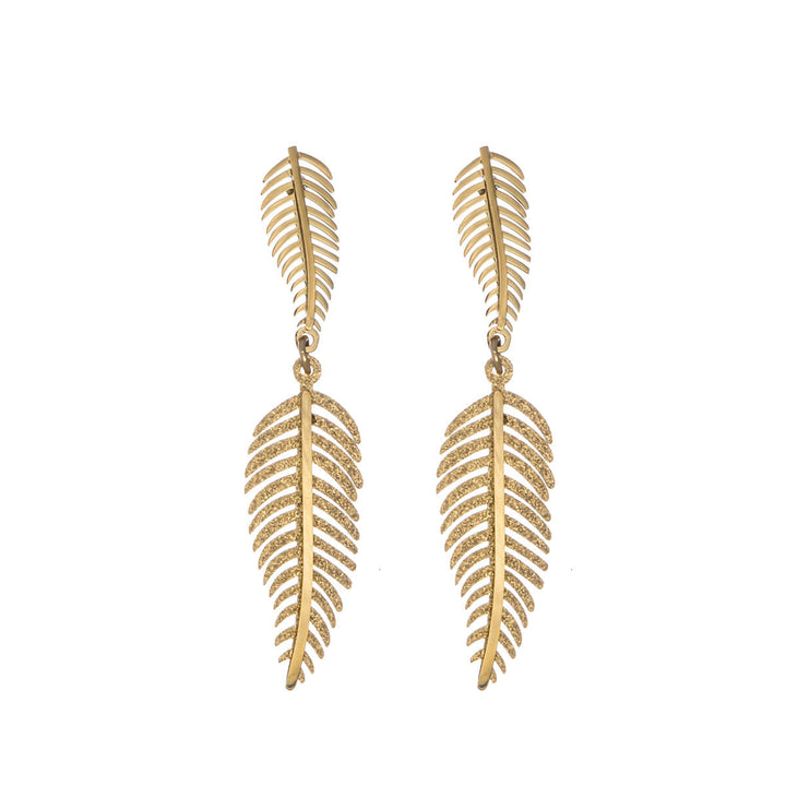 Sparkling leaf earrings (steel 316L)