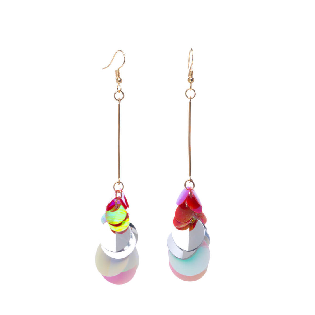 Hanging sequin earrings on a pole