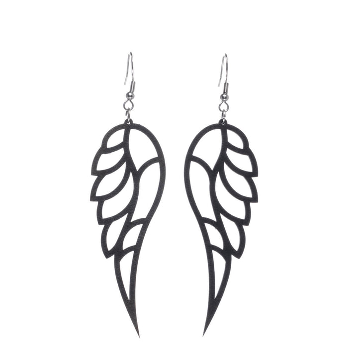 Angel wings wood earrings (Steel 316L)