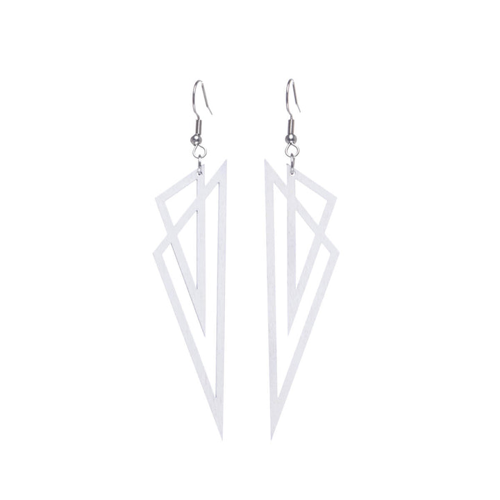 Triangles wood earrings (Steel 316L)