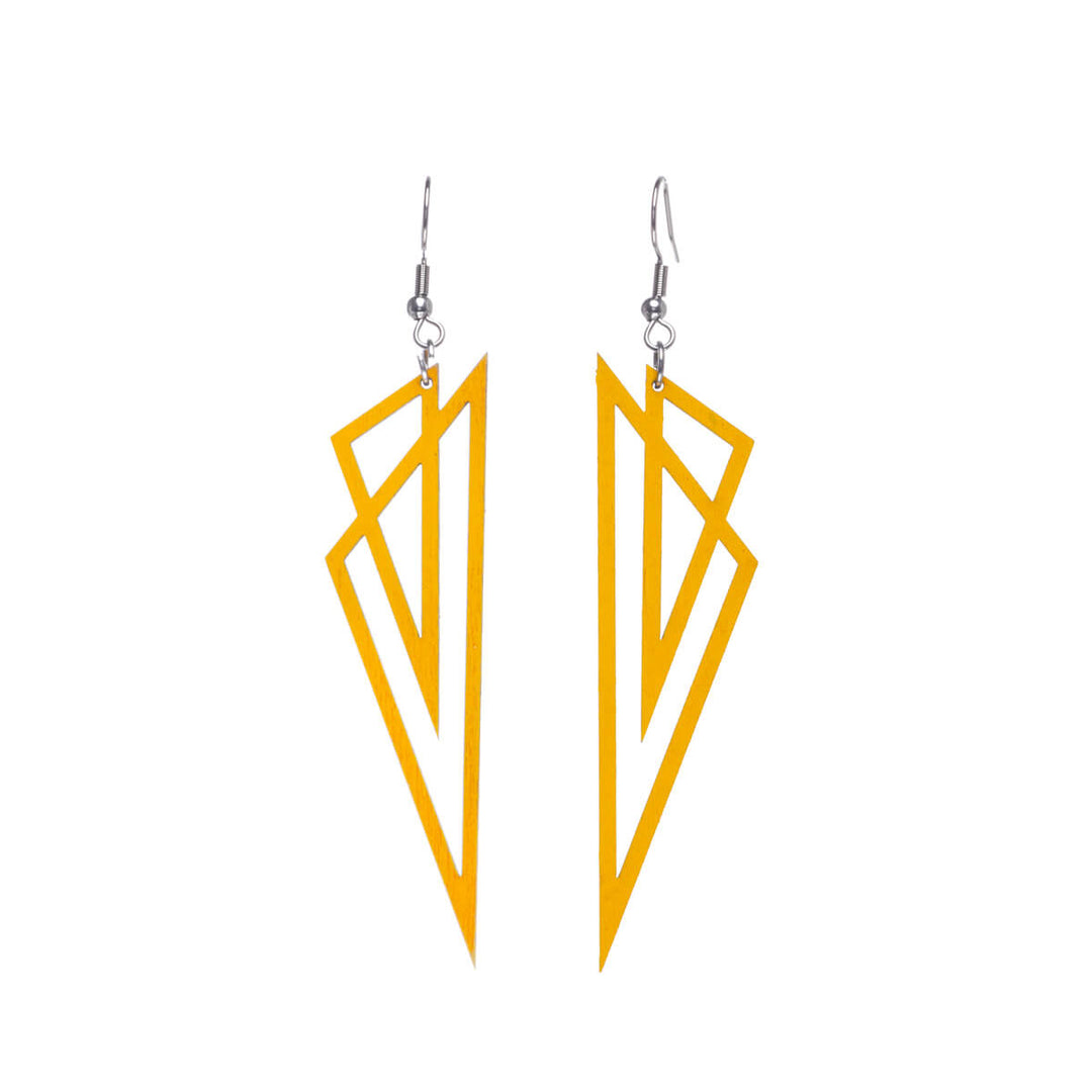 Triangles wood earrings (Steel 316L)