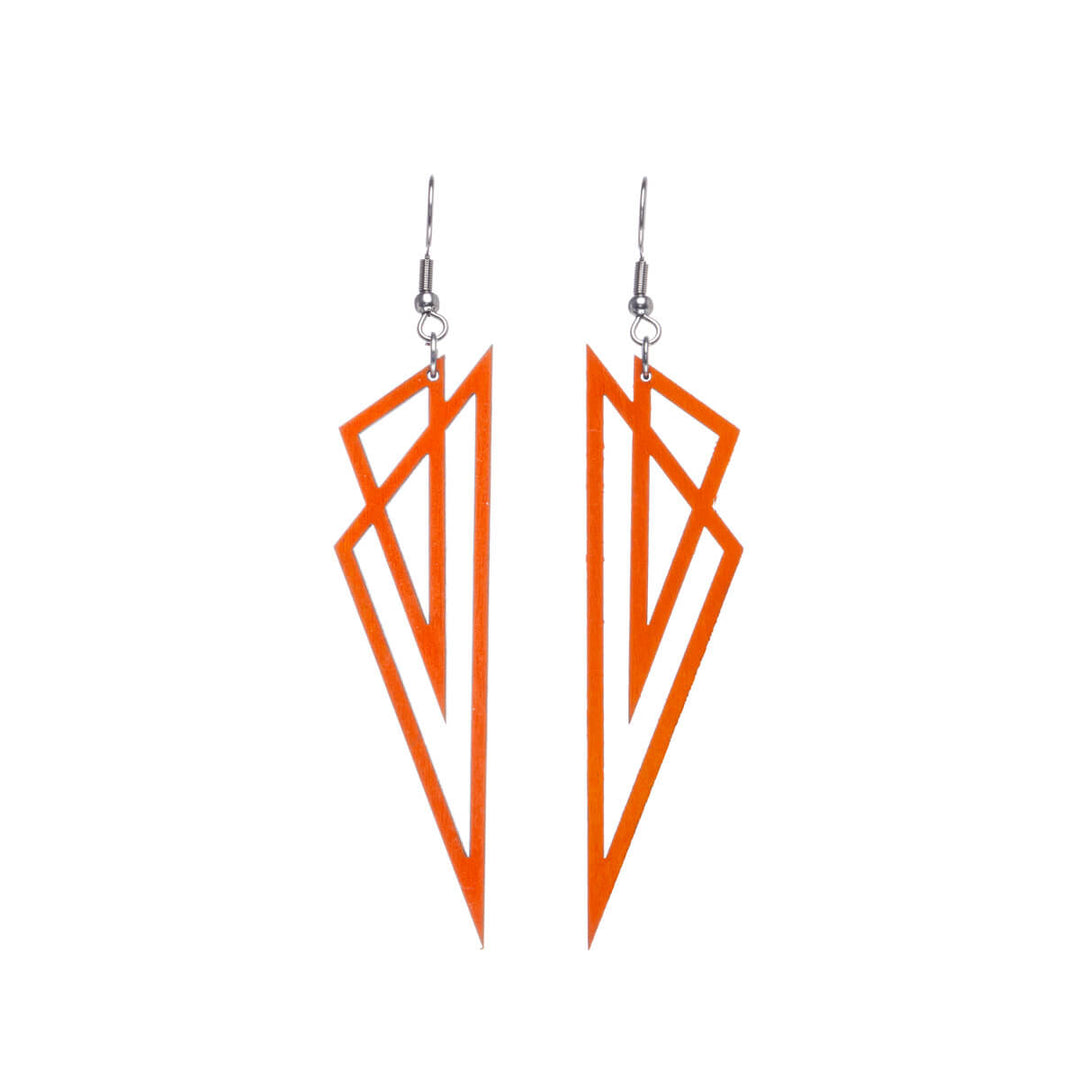 Triangles wood earrings (Steel 316L)