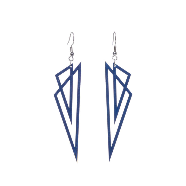 Triangles wood earrings (Steel 316L)