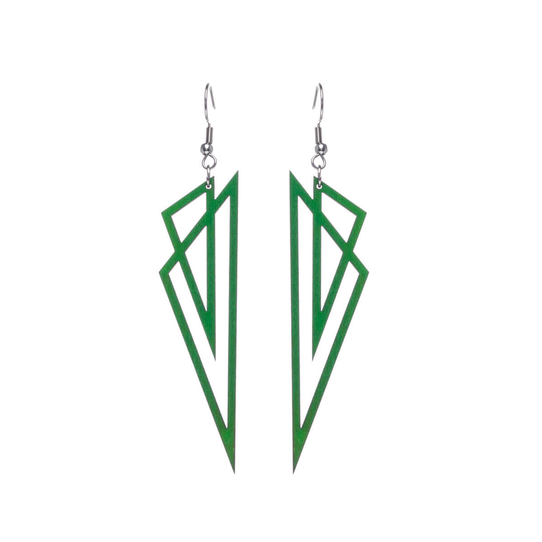 Triangles wood earrings (Steel 316L)