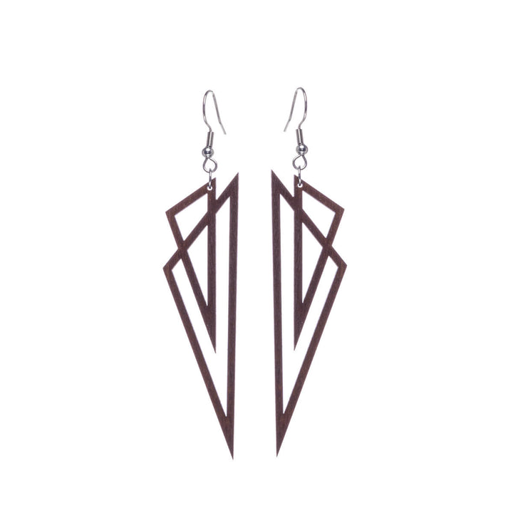 Triangles wood earrings (Steel 316L)