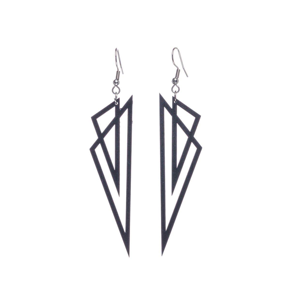 Triangles wood earrings (Steel 316L)