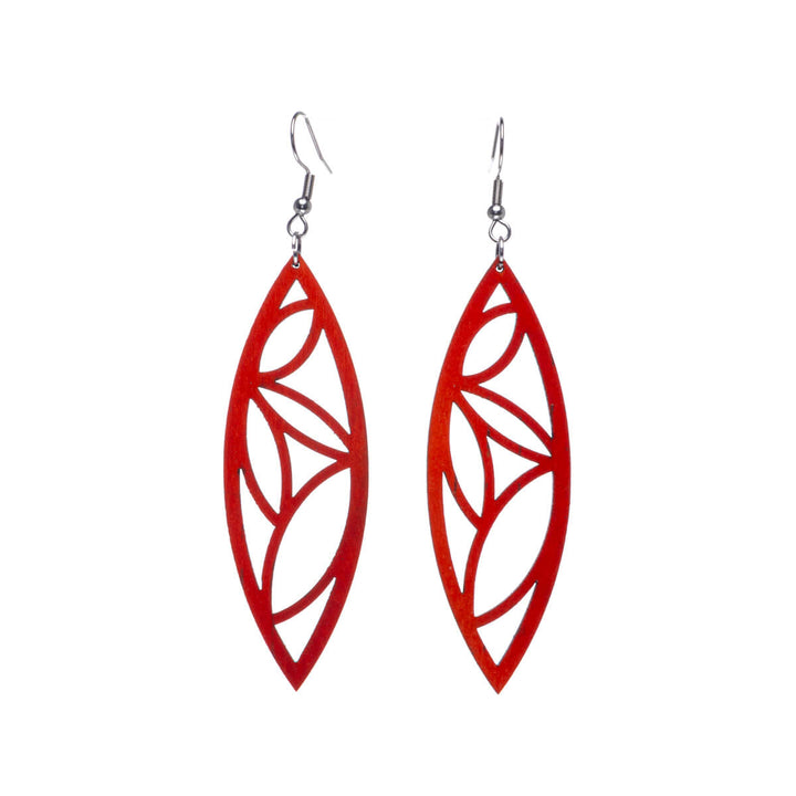 Palm leaf wood earrings (Steel 316L)