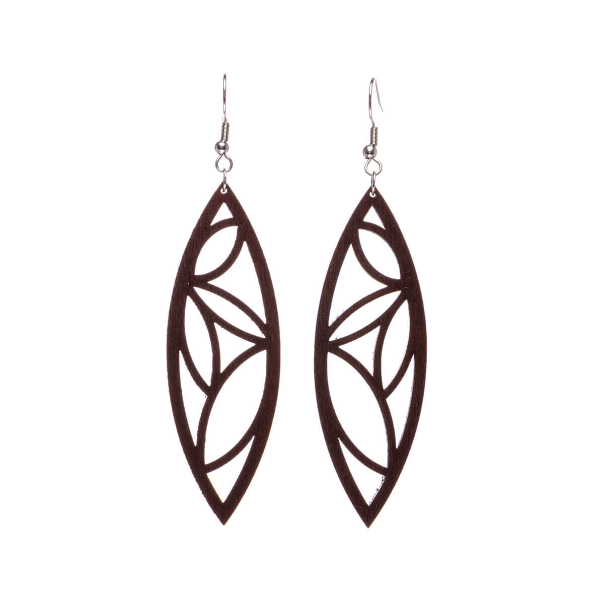 Palm leaf wood earrings (Steel 316L)