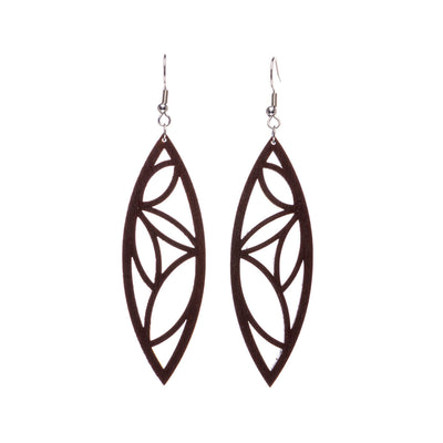 Palm leaf wood earrings (Steel 316L)