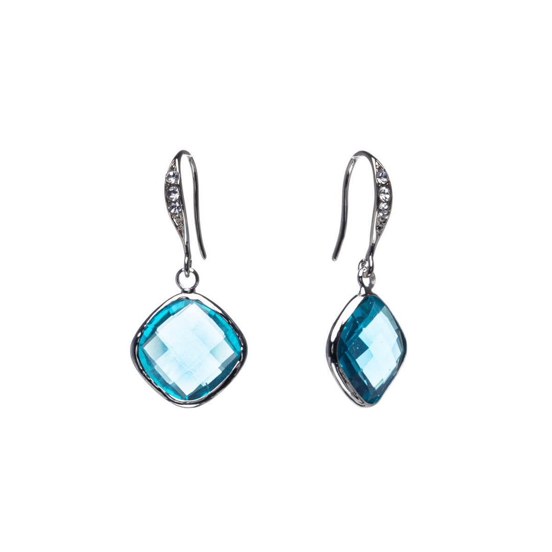 Sparkling hanging square earrings