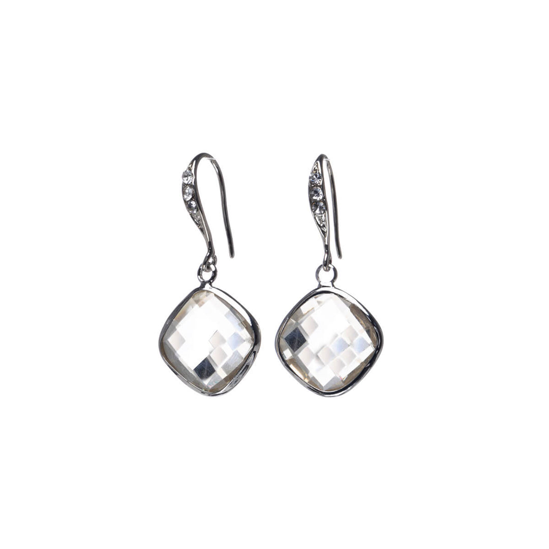 Sparkling hanging square earrings