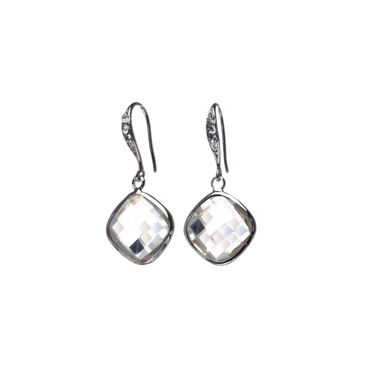 Sparkling hanging square earrings