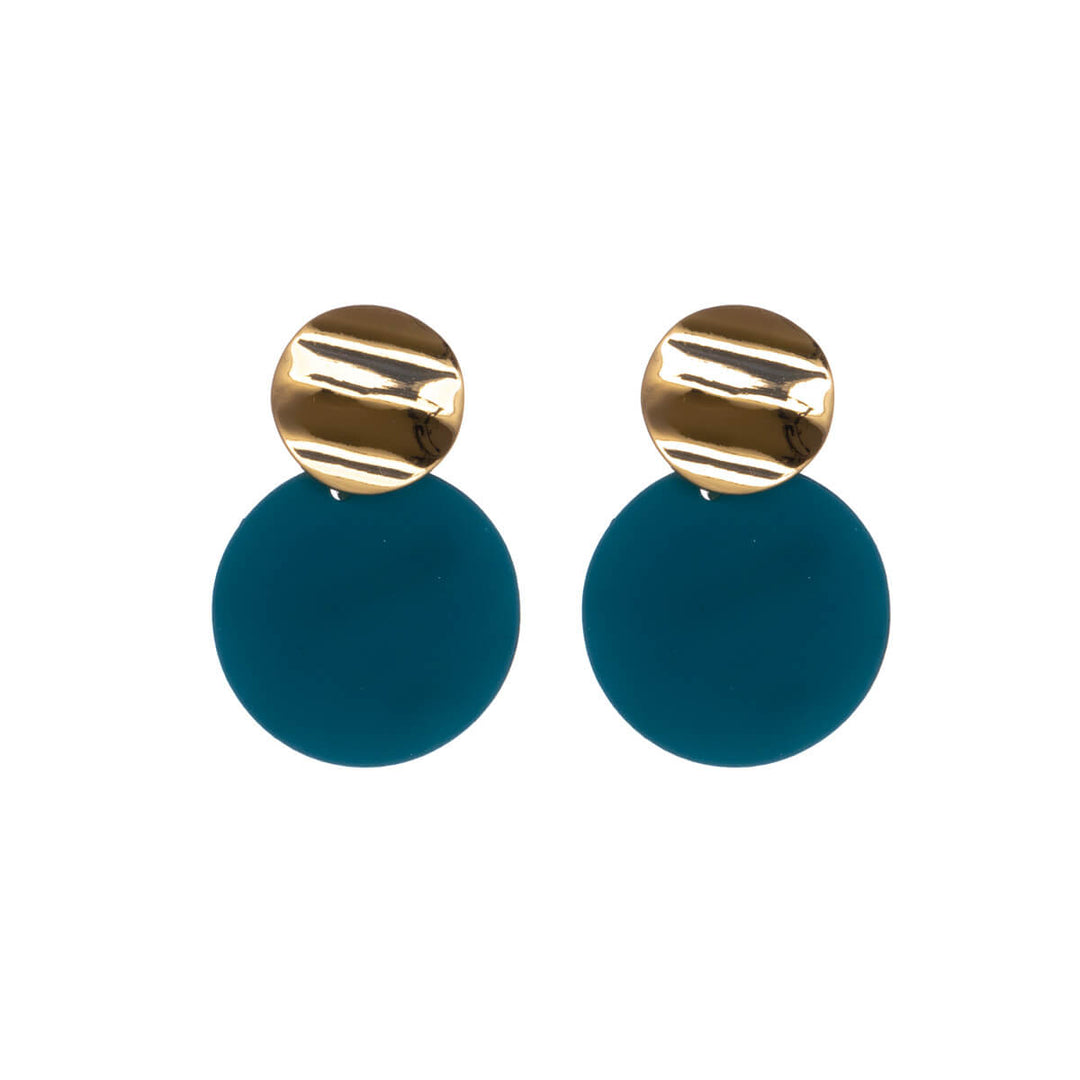 Round hanging earrings in two colours