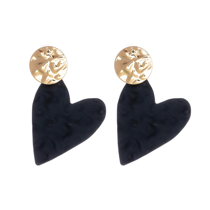 Uneven bicolour heart earrings