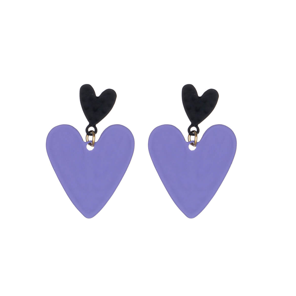 Uneven bicolour heart earrings