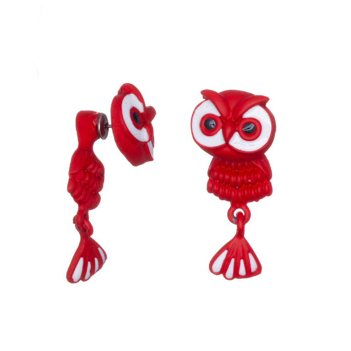 Hanging owl earrings