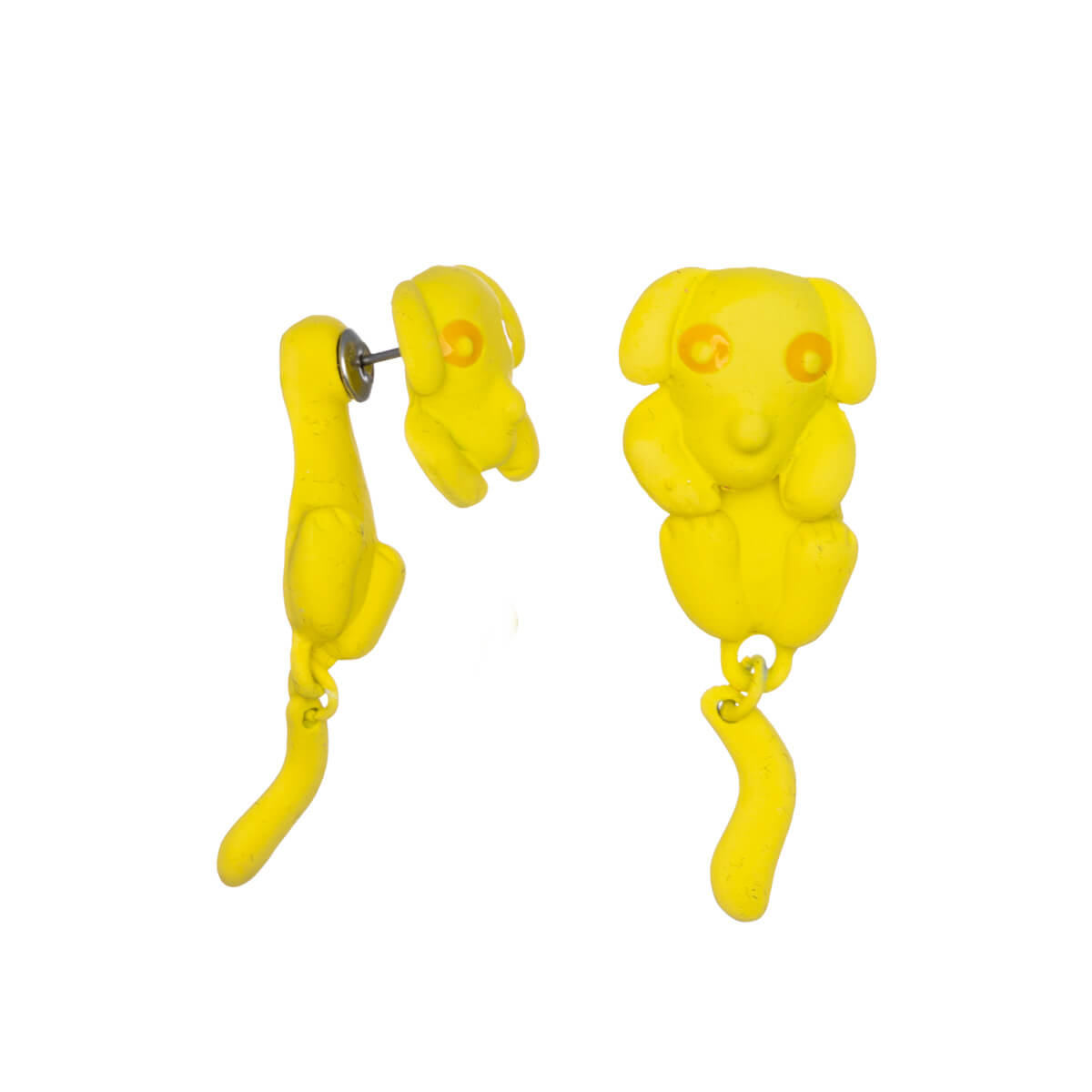 Hanging dog earrings