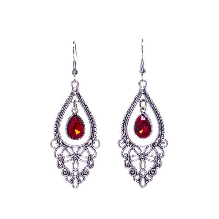 Decorative drop earrings with glass stone