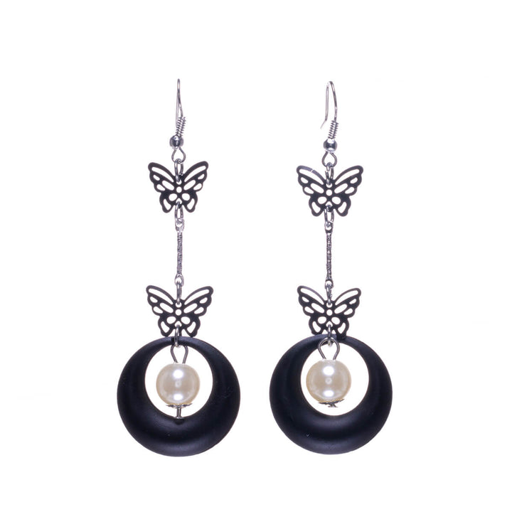 Hanging butterfly earrings with bead