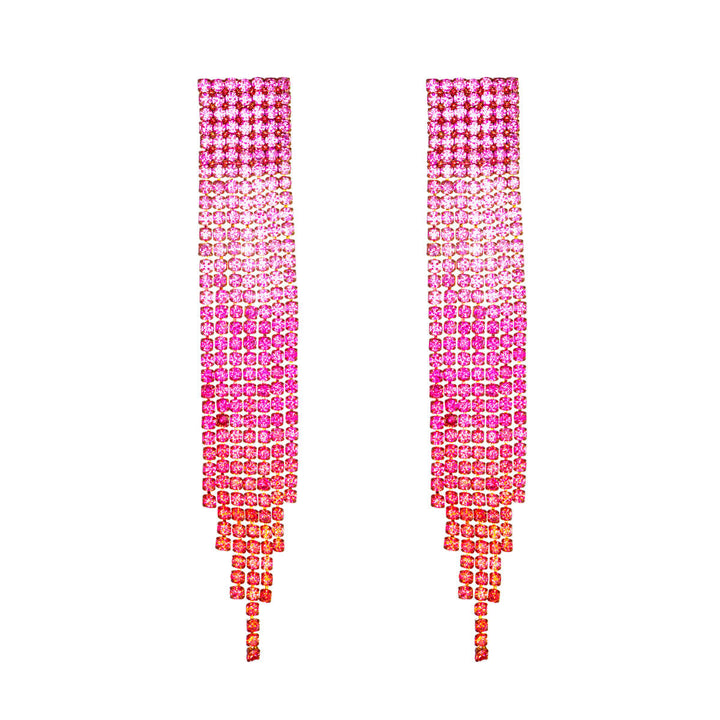 Showy festive earrings with rhinestone ribbons