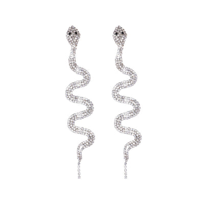 Glass stone snake earrings