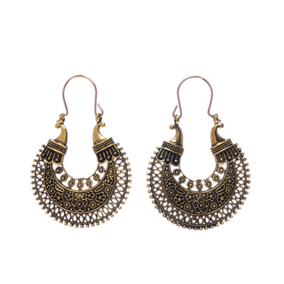 Hanging textured ring earrings